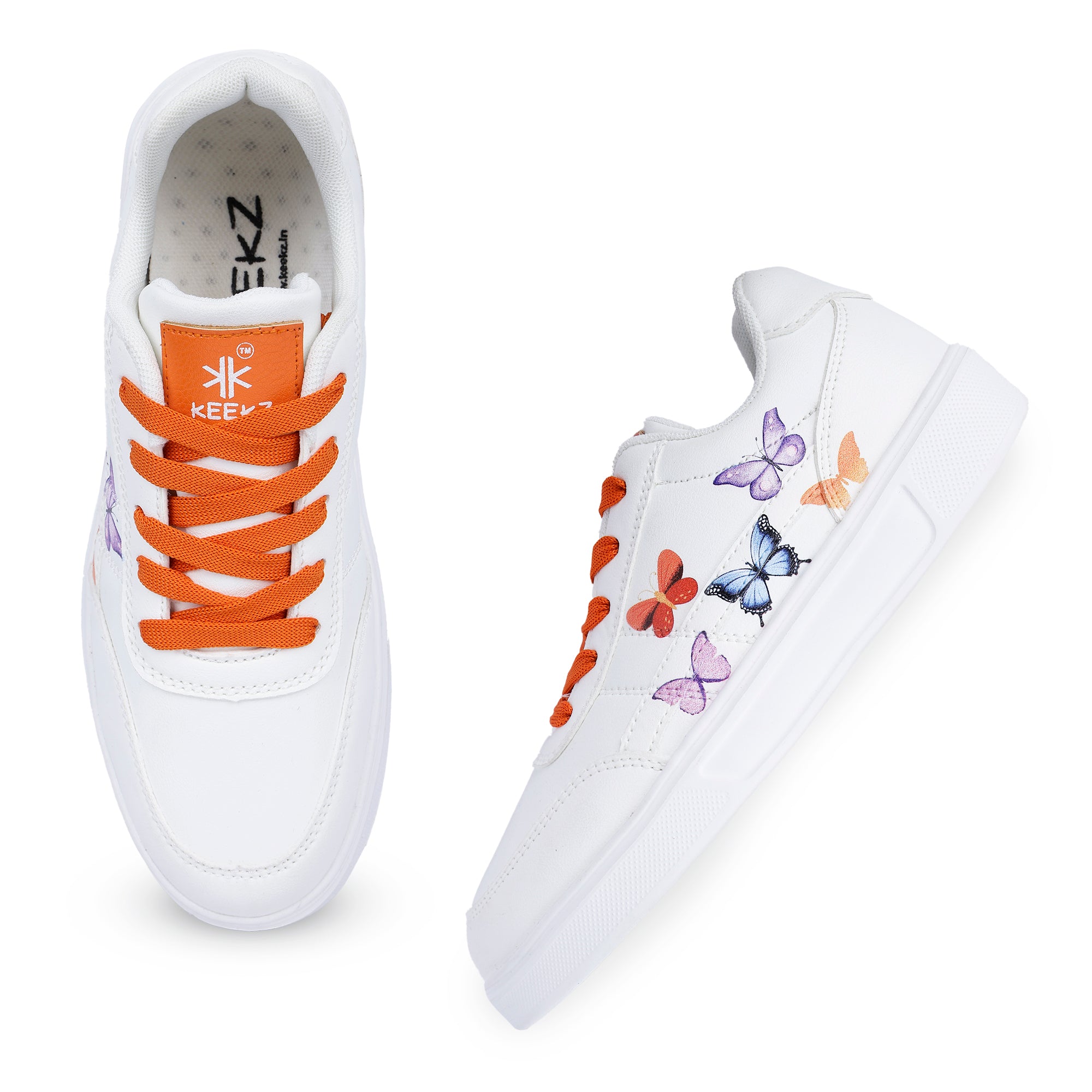 KEEKZ Girls Printed Striped Laced-Up Casual Sneakers