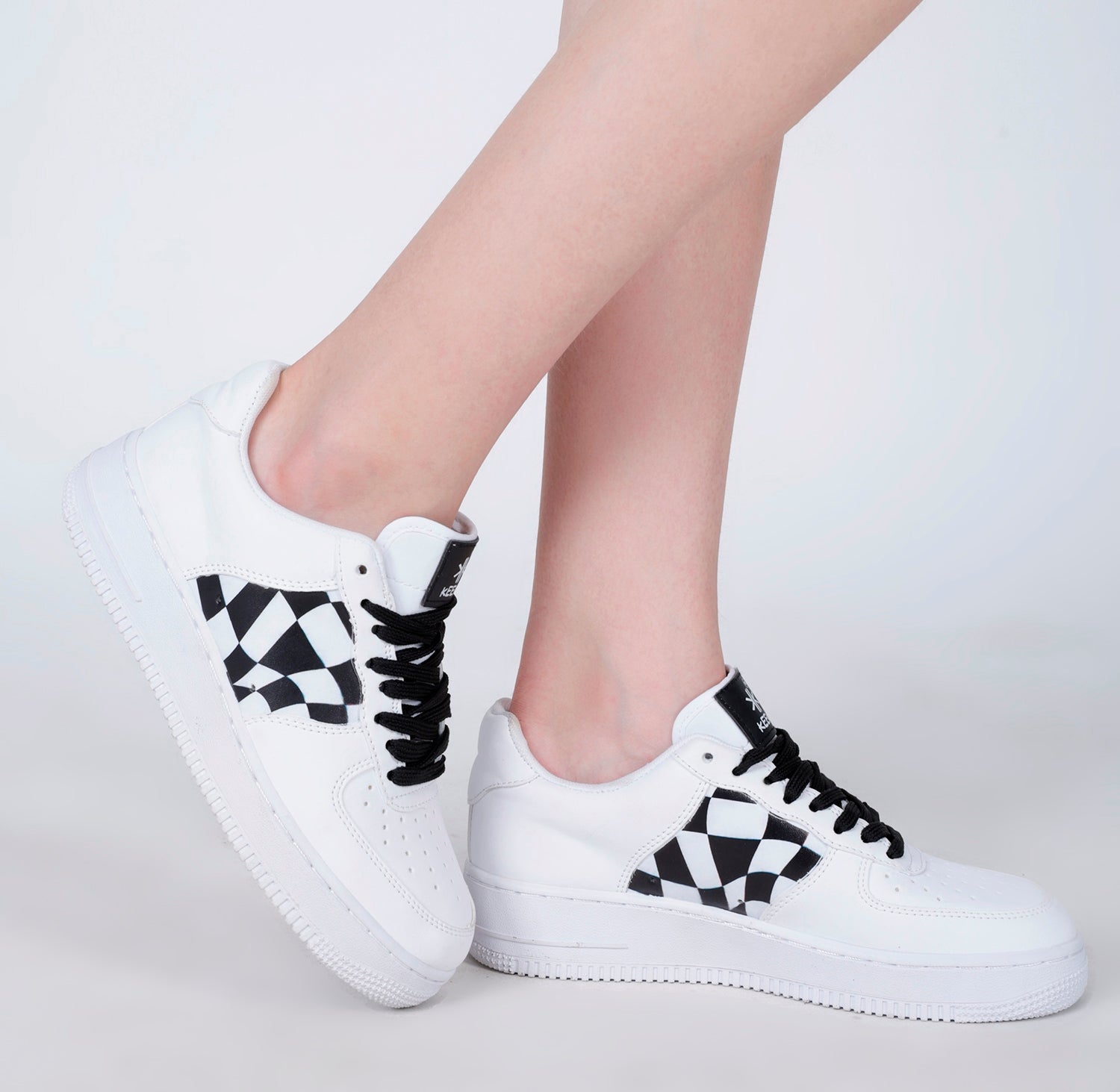 KEEKZ Women Printed Laced-Up Casual Sneakers (White)