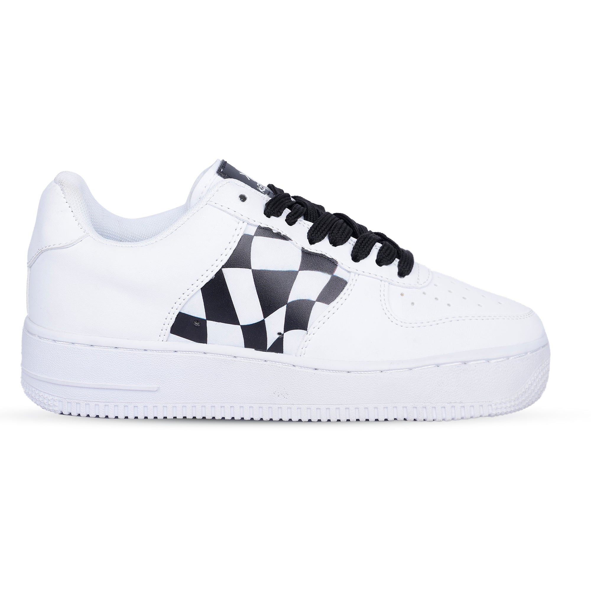 KEEKZ Men Printed Laced-Up Casual Sneakers (White)