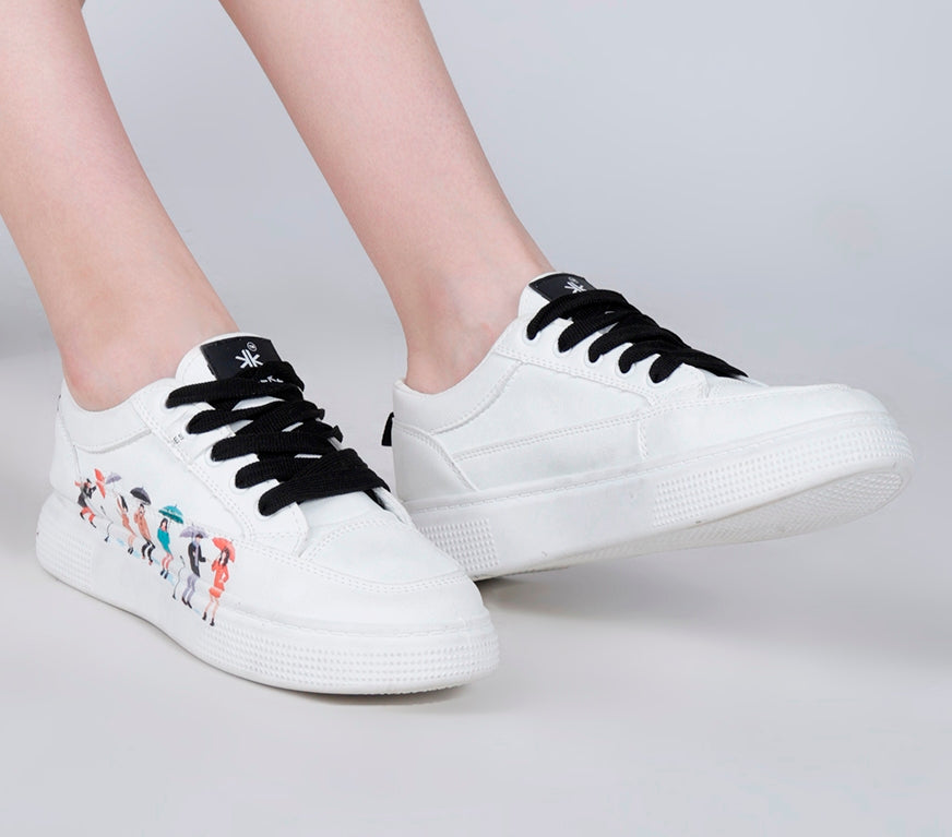 KEEKZ Girls Printed Laced-Up Casual Sneakers