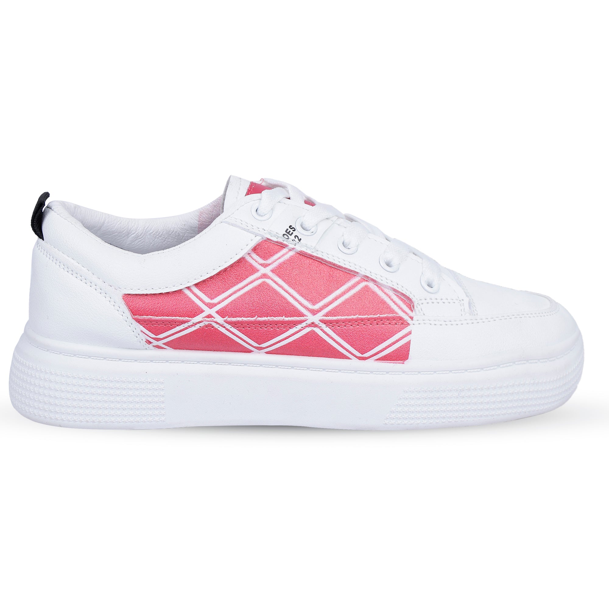KEEKZ Women Printed Laced-Up Casual Sneakers (White)