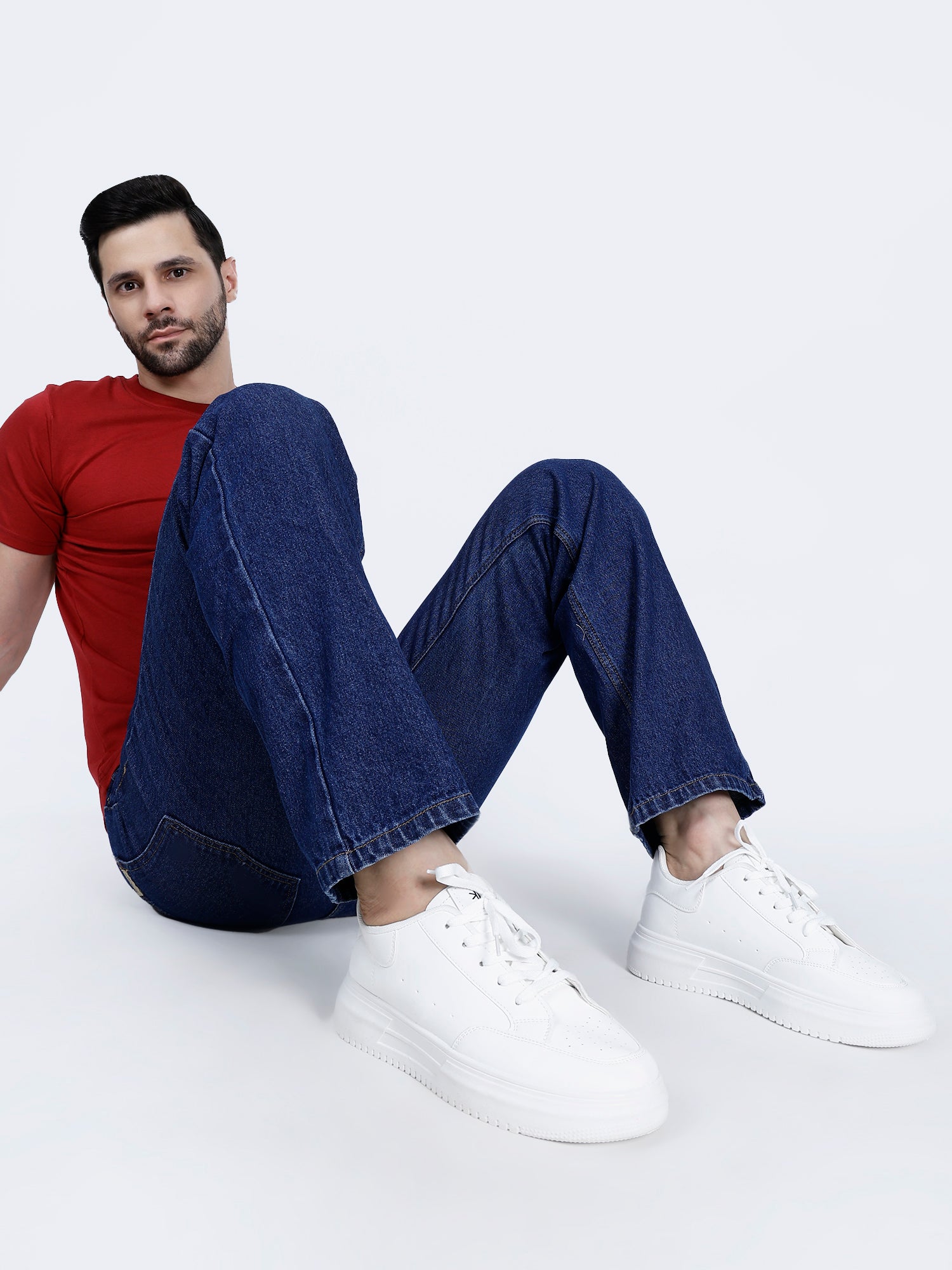 KEEKZ Men Perforated Laced-Up High Heel Casual Sneakers