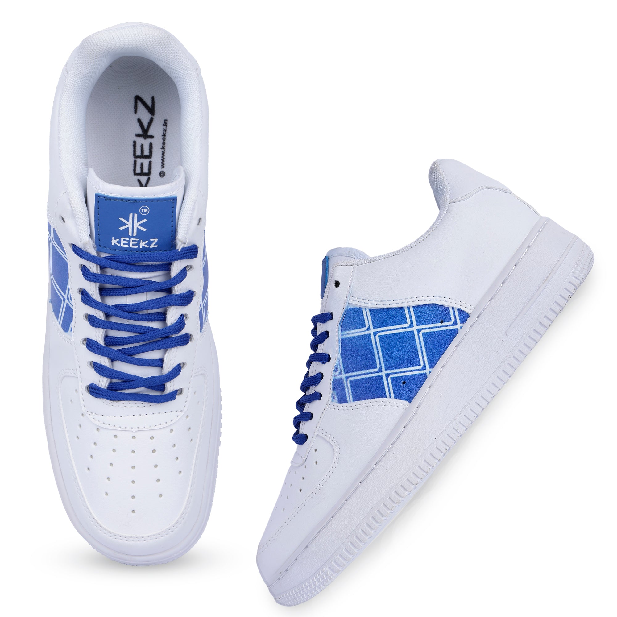 KEEKZ Men Printed Laced-Up Casual Sneakers (White)