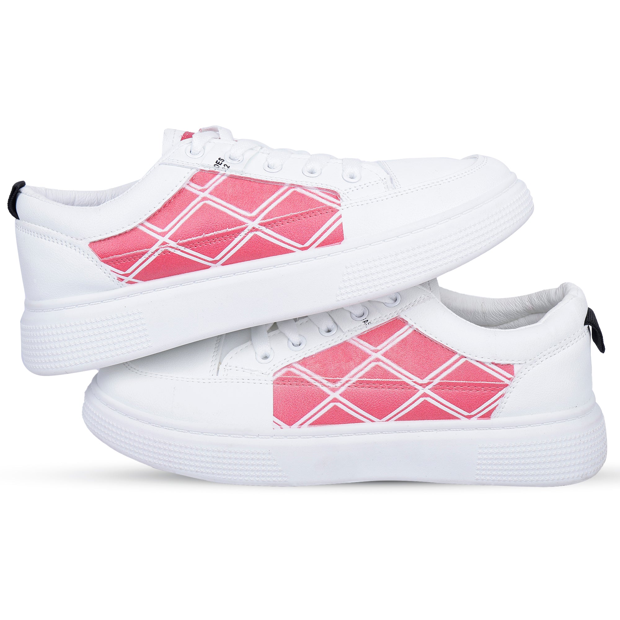KEEKZ Girls Printed Laced-Up Casual Sneakers (White)