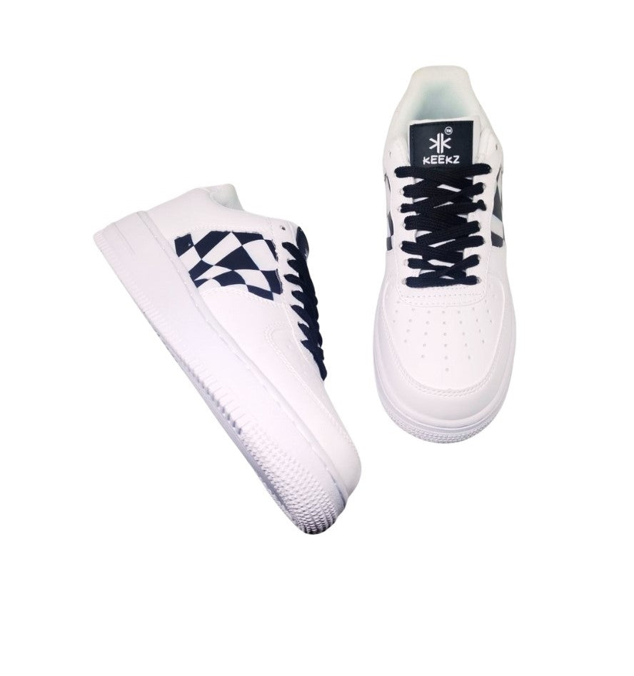 KEEKZ Girls Printed Laced-Up Casual Sneakers (White)