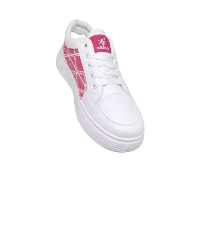 KEEKZ Women Printed Laced-Up Casual Sneakers (White)